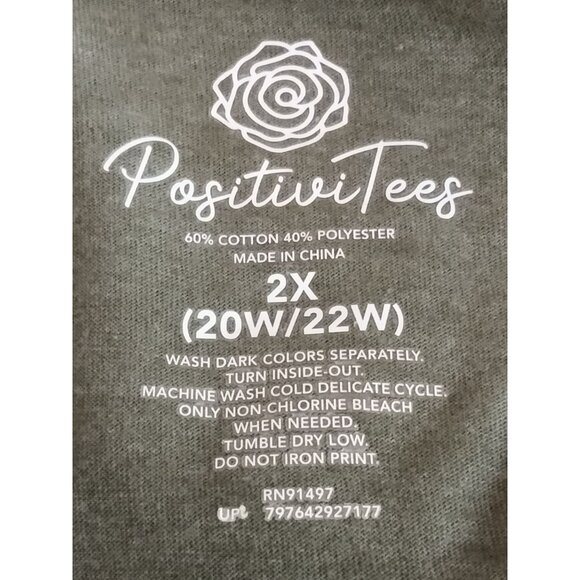 PositiviTees Plus Size 2X Graphic T-Shirt Babes Support Babes Sage Green - Picture 5 of 5